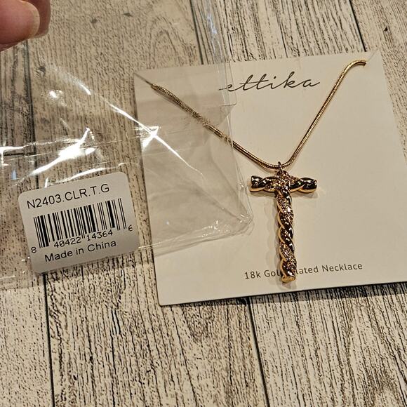 Ettika Women's 18K Gold-plated & Cubic Zirconia Initial T Pendant Necklace - Picture 5 of 6